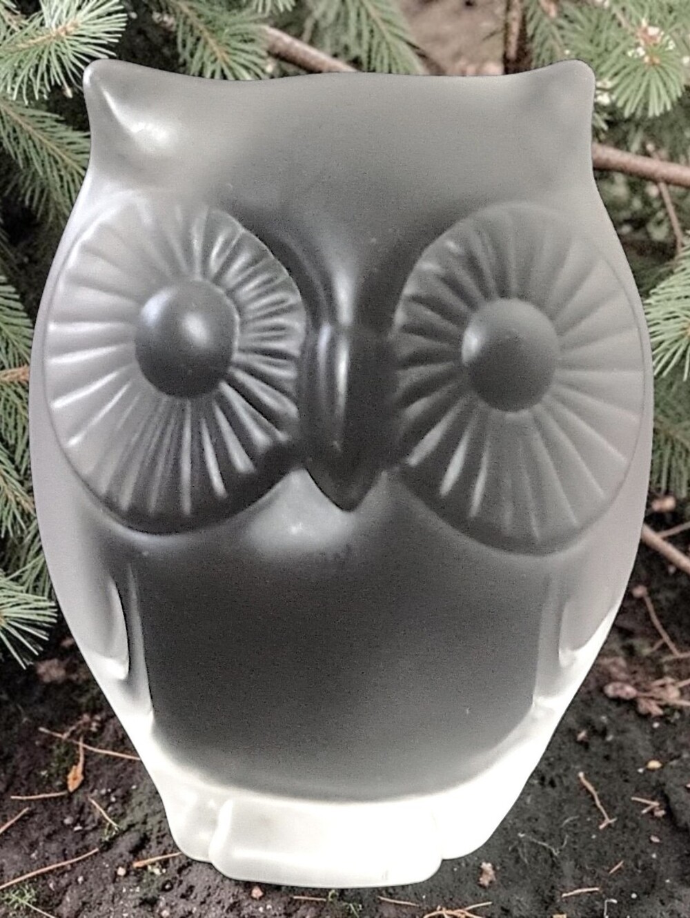 Vintage Fenton Glass Satin Owl Figurine Paperweight 3.25” Woodland Decor Clear